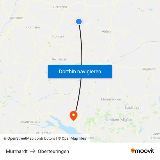 Murrhardt to Oberteuringen map