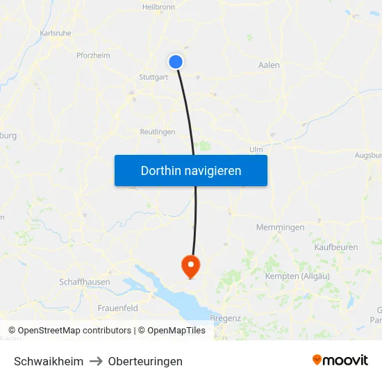 Schwaikheim to Oberteuringen map