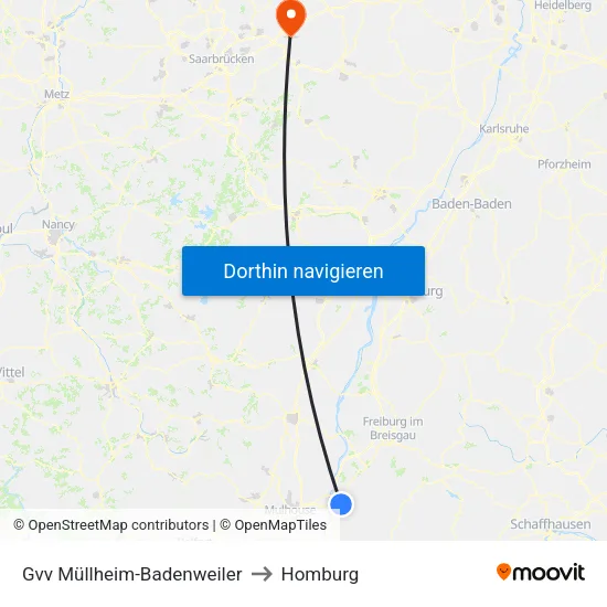 Gvv Müllheim-Badenweiler to Homburg map