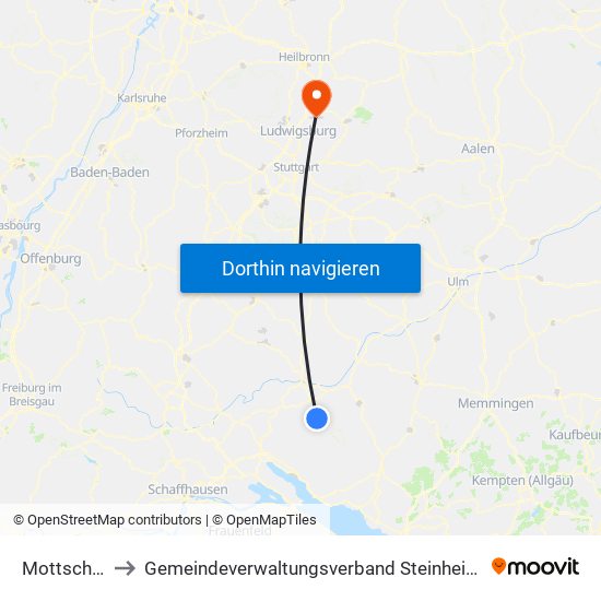 Mottschieß to Gemeindeverwaltungsverband Steinheim-Murr map