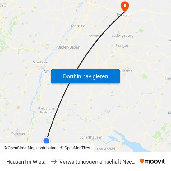 Hausen Im Wiesental to Verwaltungsgemeinschaft Neckarsulm map