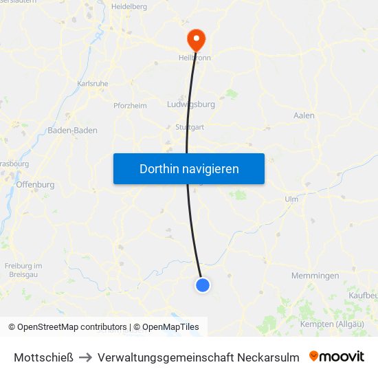 Mottschieß to Verwaltungsgemeinschaft Neckarsulm map