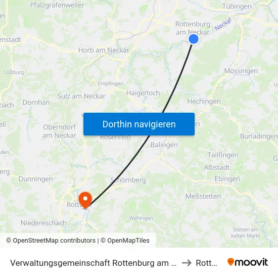 Verwaltungsgemeinschaft Rottenburg am Neckar to Rottweil map