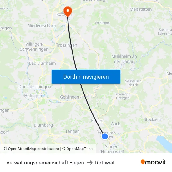 Verwaltungsgemeinschaft Engen to Rottweil map