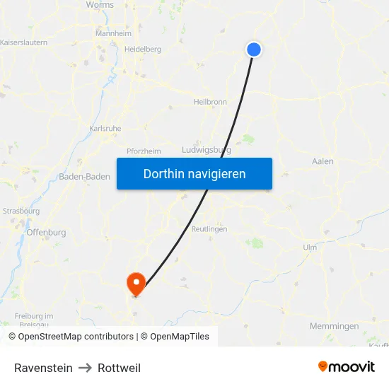 Ravenstein to Rottweil map