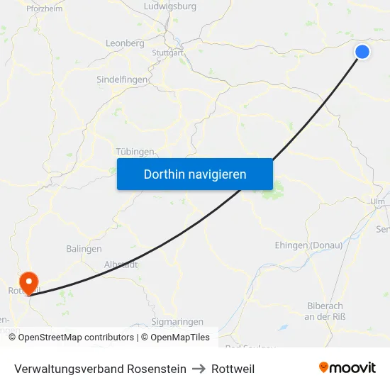 Verwaltungsverband Rosenstein to Rottweil map