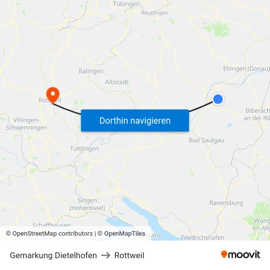 Gemarkung Dietelhofen to Rottweil map
