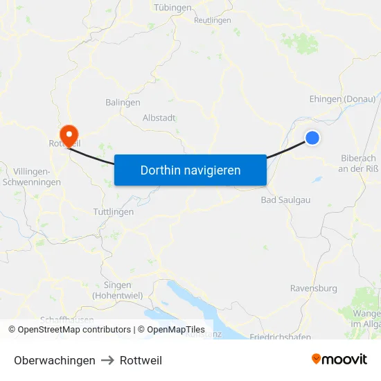 Oberwachingen to Rottweil map
