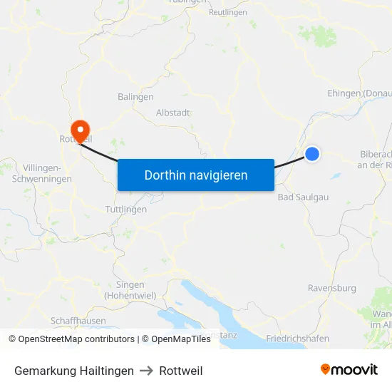 Gemarkung Hailtingen to Rottweil map