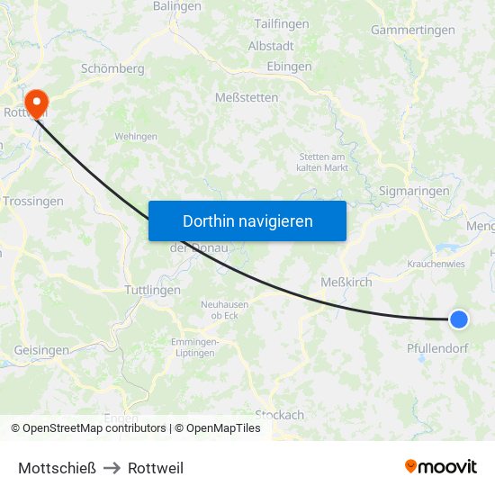 Mottschieß to Rottweil map