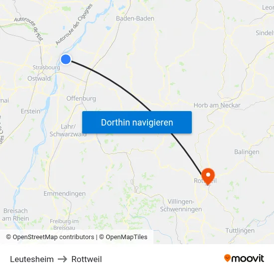Leutesheim to Rottweil map