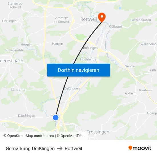 Gemarkung Deißlingen to Rottweil map