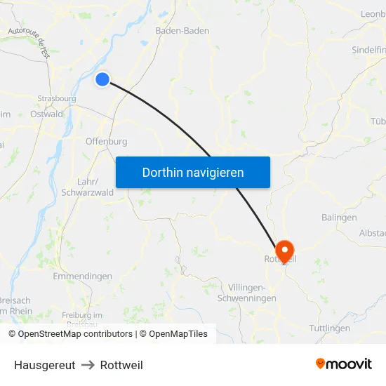 Hausgereut to Rottweil map