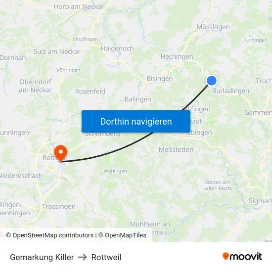 Gemarkung Killer to Rottweil map