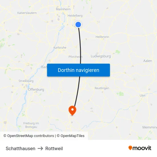 Schatthausen to Rottweil map