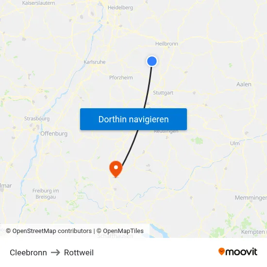Cleebronn to Rottweil map