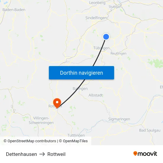 Dettenhausen to Rottweil map