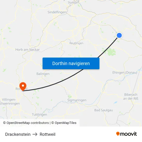 Drackenstein to Rottweil map