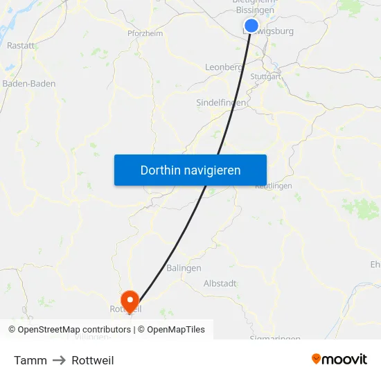 Tamm to Rottweil map