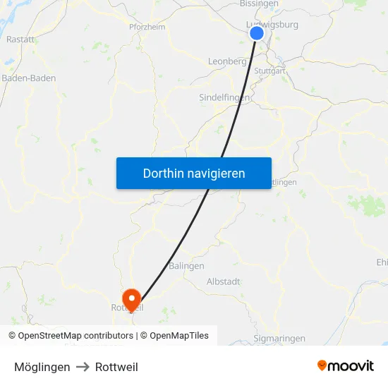 Möglingen to Rottweil map