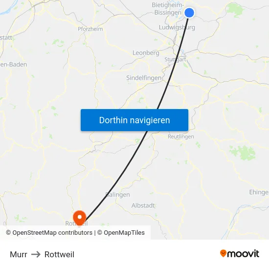 Murr to Rottweil map