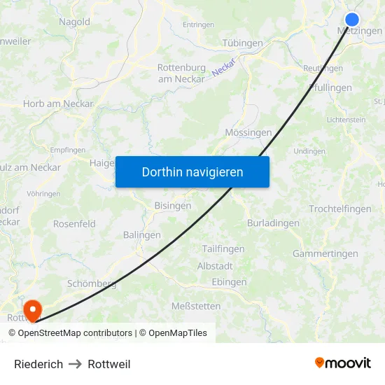 Riederich to Rottweil map