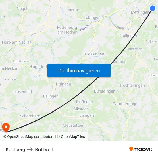 Kohlberg to Rottweil map