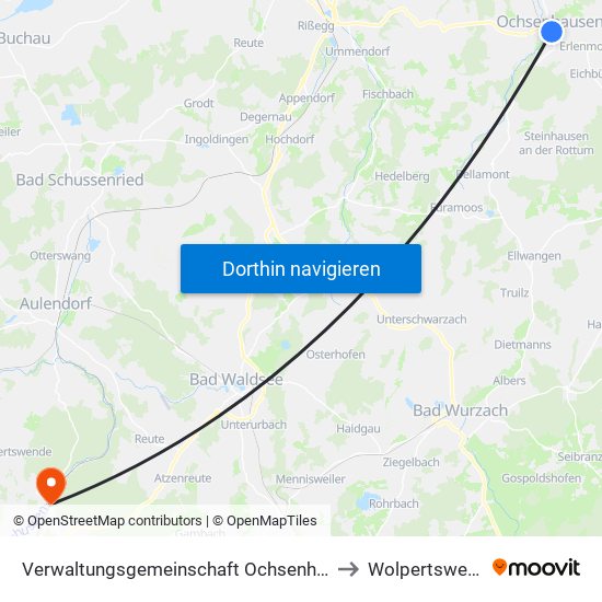 Verwaltungsgemeinschaft Ochsenhausen to Wolpertswende map