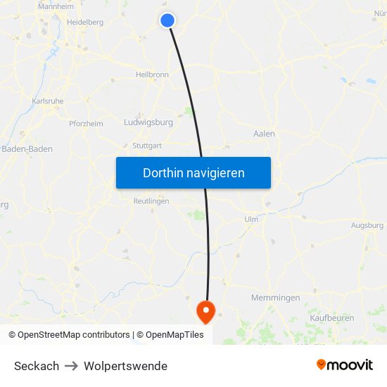 Seckach to Wolpertswende map