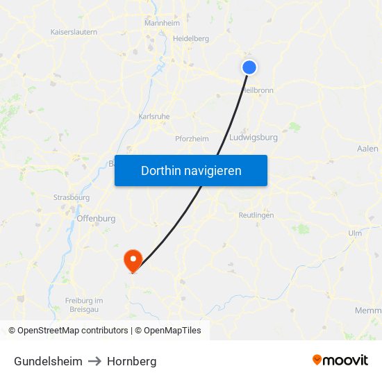 Gundelsheim to Hornberg map