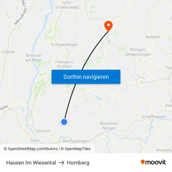Hausen Im Wiesental to Hornberg map