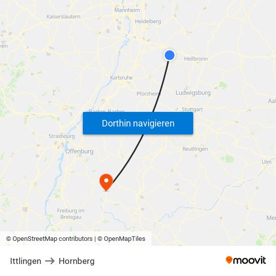 Ittlingen to Hornberg map