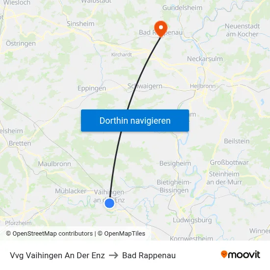 Vvg Vaihingen An Der Enz to Bad Rappenau map
