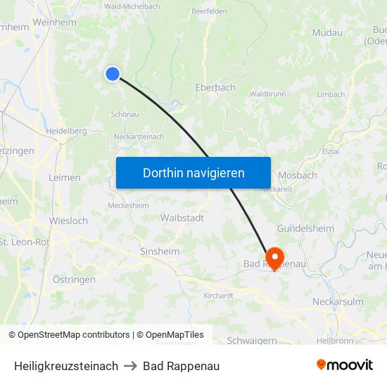 Heiligkreuzsteinach to Bad Rappenau map