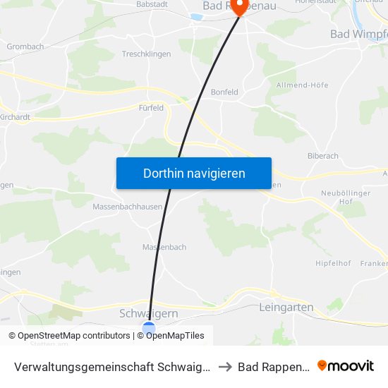 Verwaltungsgemeinschaft Schwaigern to Bad Rappenau map