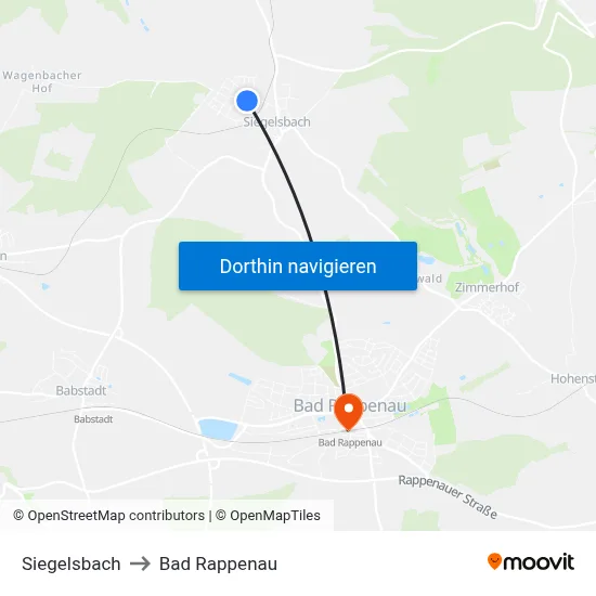 Siegelsbach to Bad Rappenau map