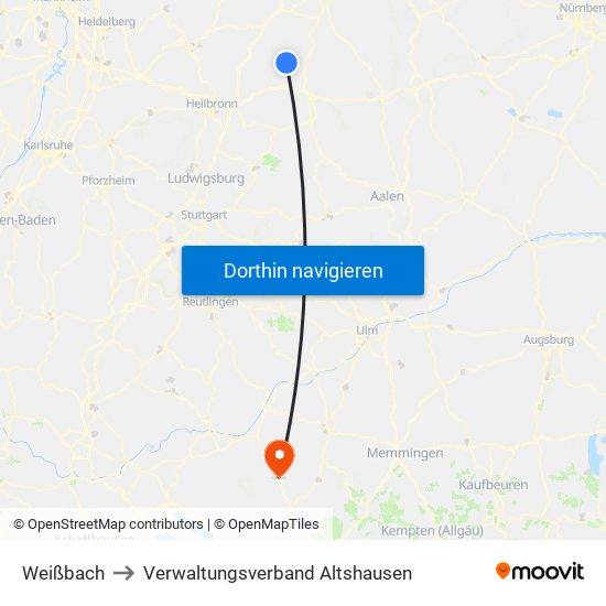 Weißbach to Verwaltungsverband Altshausen map