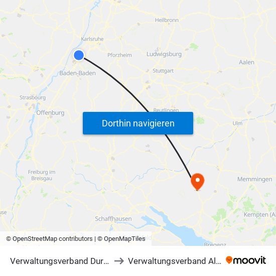 Verwaltungsverband Durmersheim to Verwaltungsverband Altshausen map