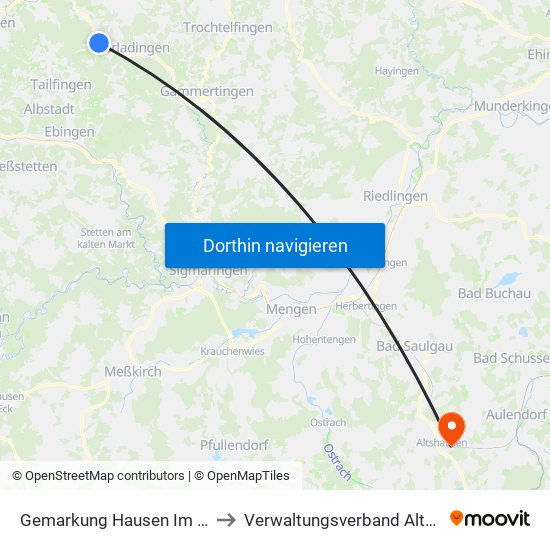 Gemarkung Hausen Im Killertal to Verwaltungsverband Altshausen map