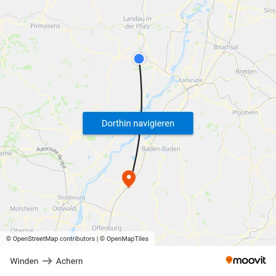 Winden to Achern map