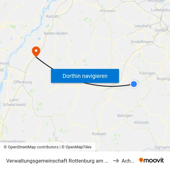 Verwaltungsgemeinschaft Rottenburg am Neckar to Achern map