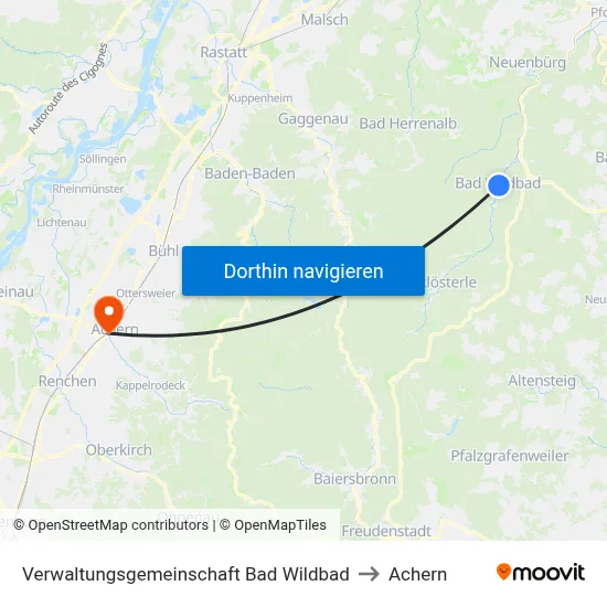 Verwaltungsgemeinschaft Bad Wildbad to Achern map