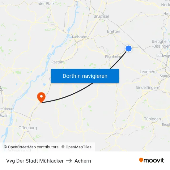 Vvg Der Stadt Mühlacker to Achern map