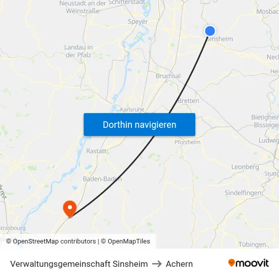 Verwaltungsgemeinschaft Sinsheim to Achern map