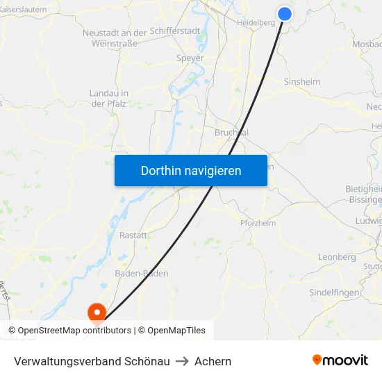 Verwaltungsverband Schönau to Achern map