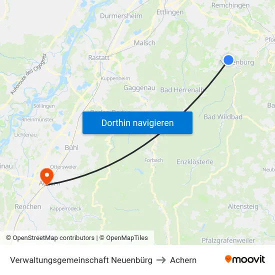 Verwaltungsgemeinschaft Neuenbürg to Achern map