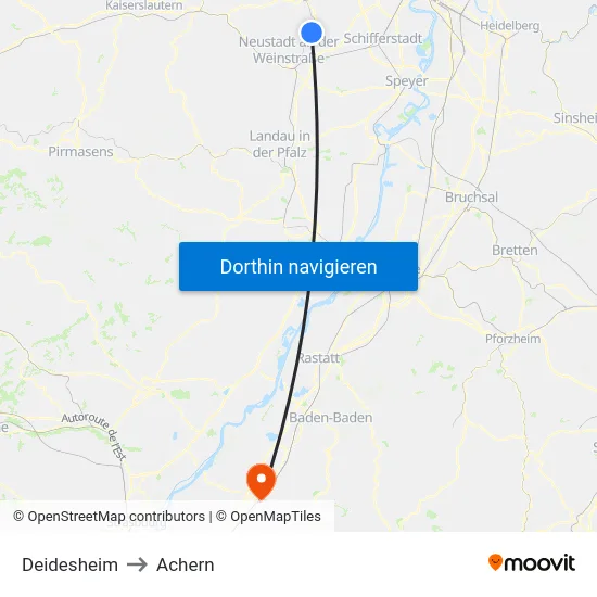 Deidesheim to Achern map
