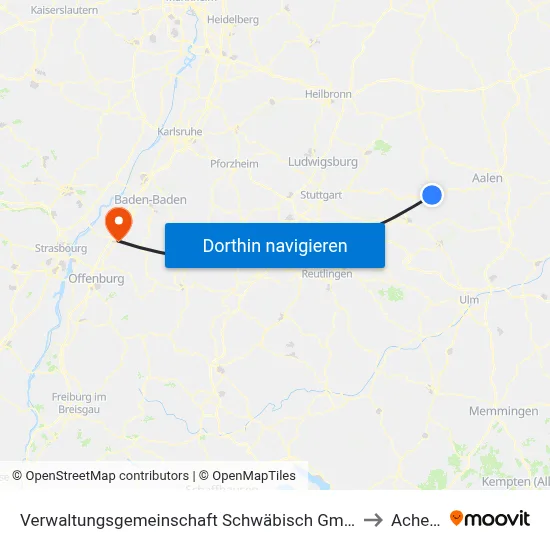 Verwaltungsgemeinschaft Schwäbisch Gmünd to Achern map
