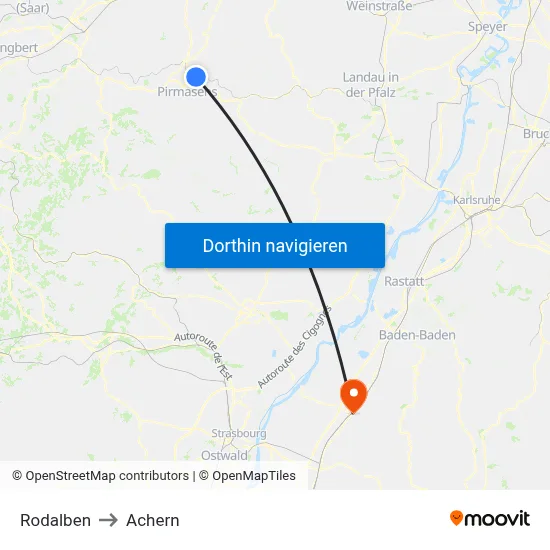 Rodalben to Achern map