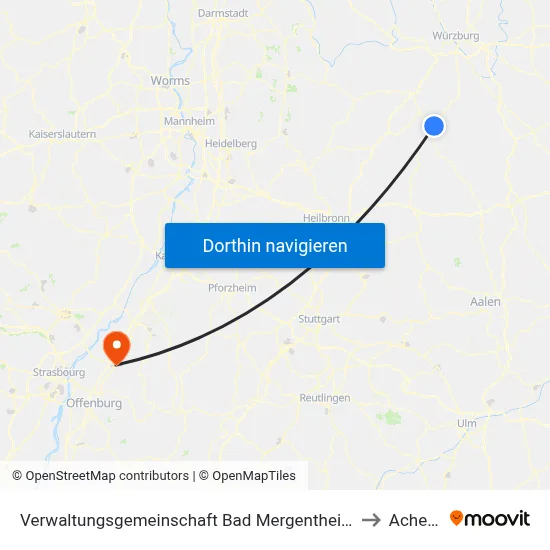 Verwaltungsgemeinschaft Bad Mergentheim to Achern map